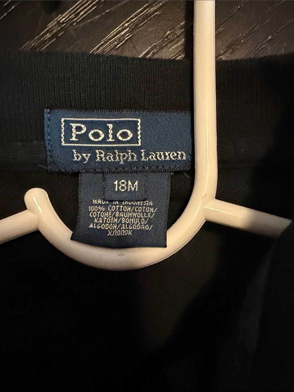 Ralph Lauren Black Long-Sleeve Polo with Purple Logo
